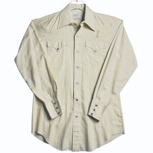 VTG H BAR C Ranch Wear Mens Shirt Size‎ 15 1/2 Western Pearl Snap Mini Diamond
